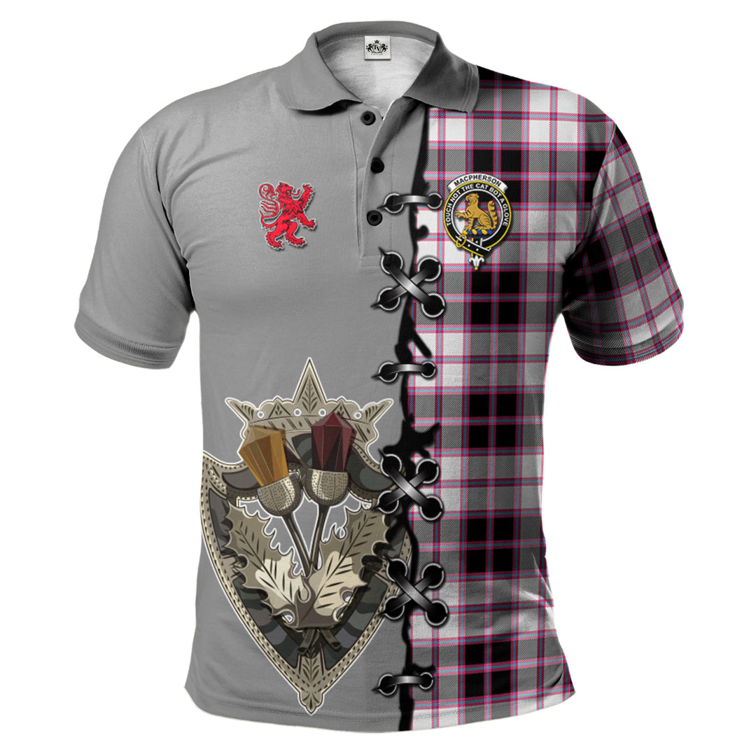 Clan MacPherson Hunting Modern Tartan Polo Shirt - Lion Rampant And Celtic Thistle Style ZL13 MacPherson Hunting Modern Tartan Tartan Polo   