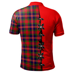Clan MacPherson Modern Tartan Polo Shirt - Lion Rampant And Celtic Thistle Style YN28 MacPherson Modern Tartan Tartan Polo   