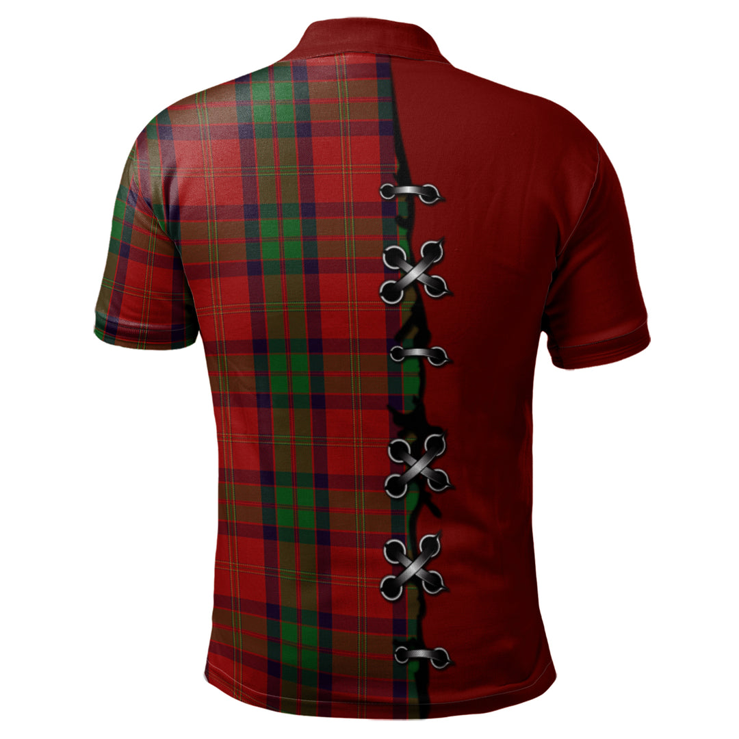 Clan MacPherson of Cluny Tartan Polo Shirt - Lion Rampant And Celtic Thistle Style FD75 MacPherson of Cluny Tartan Tartan Polo   