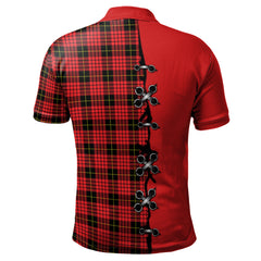Clan MacQueen Modern Tartan Polo Shirt - Lion Rampant And Celtic Thistle Style GK53 MacQueen Modern Tartan Tartan Polo   