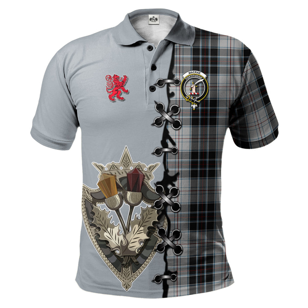Clan MacRae Dress Tartan Polo Shirt - Lion Rampant And Celtic Thistle Style VK33 MacRae Dress Tartan Tartan Polo   