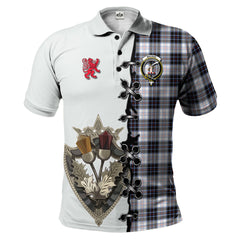 Clan MacRae Dress Modern Tartan Polo Shirt - Lion Rampant And Celtic Thistle Style CO51 MacRae Dress Modern Tartan Tartan Polo   