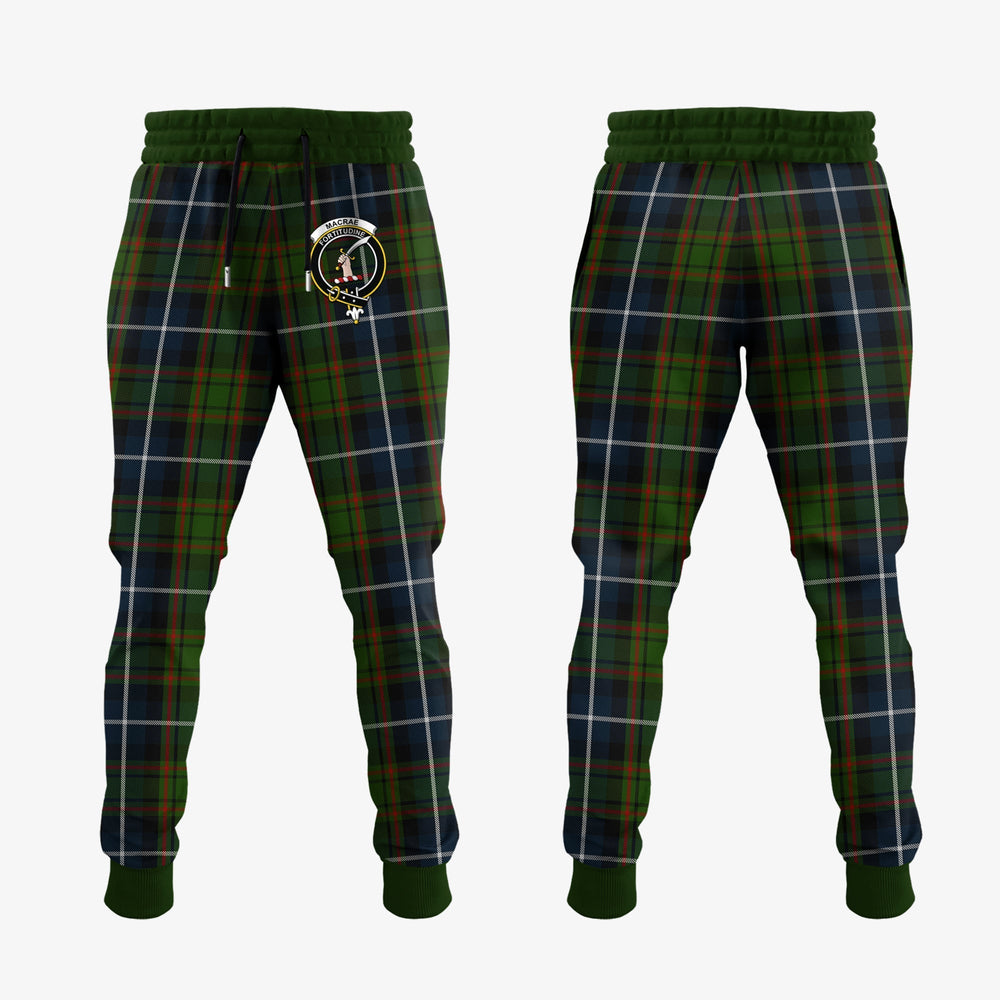 Clan MacRae Hunting Tartan Crest Jogger Sweatpants LS40 Clan MacRae Tartan Today   
