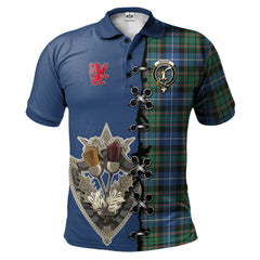 Clan MacRae Hunting Ancient Tartan Polo Shirt - Lion Rampant And Celtic Thistle Style JM82 MacRae Hunting Ancient Tartan Tartan Polo   