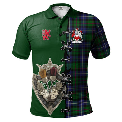 Clan MacRow Hunting Tartan Polo Shirt - Lion Rampant And Celtic Thistle Style