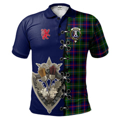 Clan Malcolm Tartan Polo Shirt - Lion Rampant And Celtic Thistle Style DJ22 Malcolm Tartan Tartan Polo   