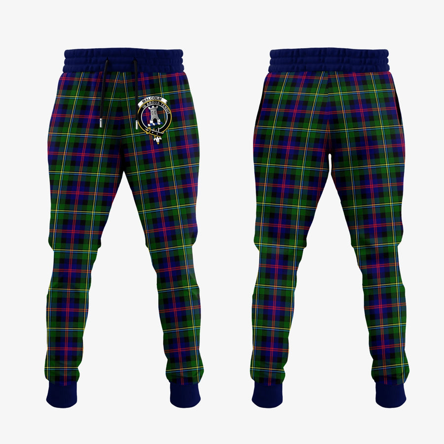 Clan Malcolm Tartan Crest Jogger Sweatpants