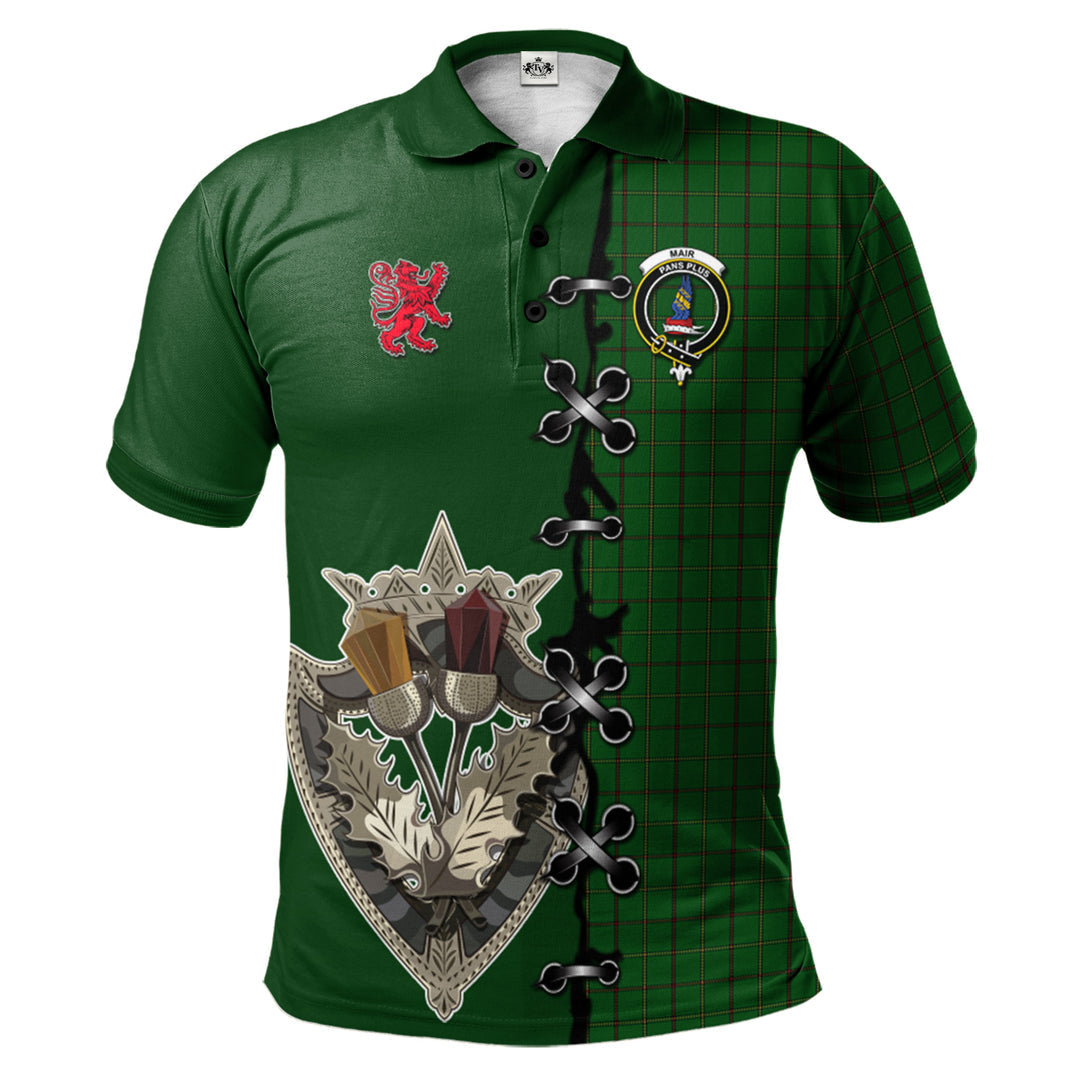 Clan Mar Tribe Tartan Polo Shirt - Lion Rampant And Celtic Thistle Style MG93 Mar Tribe Tartan Tartan Polo   