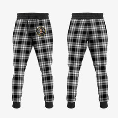 Clan Menzies Black And White Tartan Crest Jogger Sweatpants PR68 Clan Menzies Tartan Today   