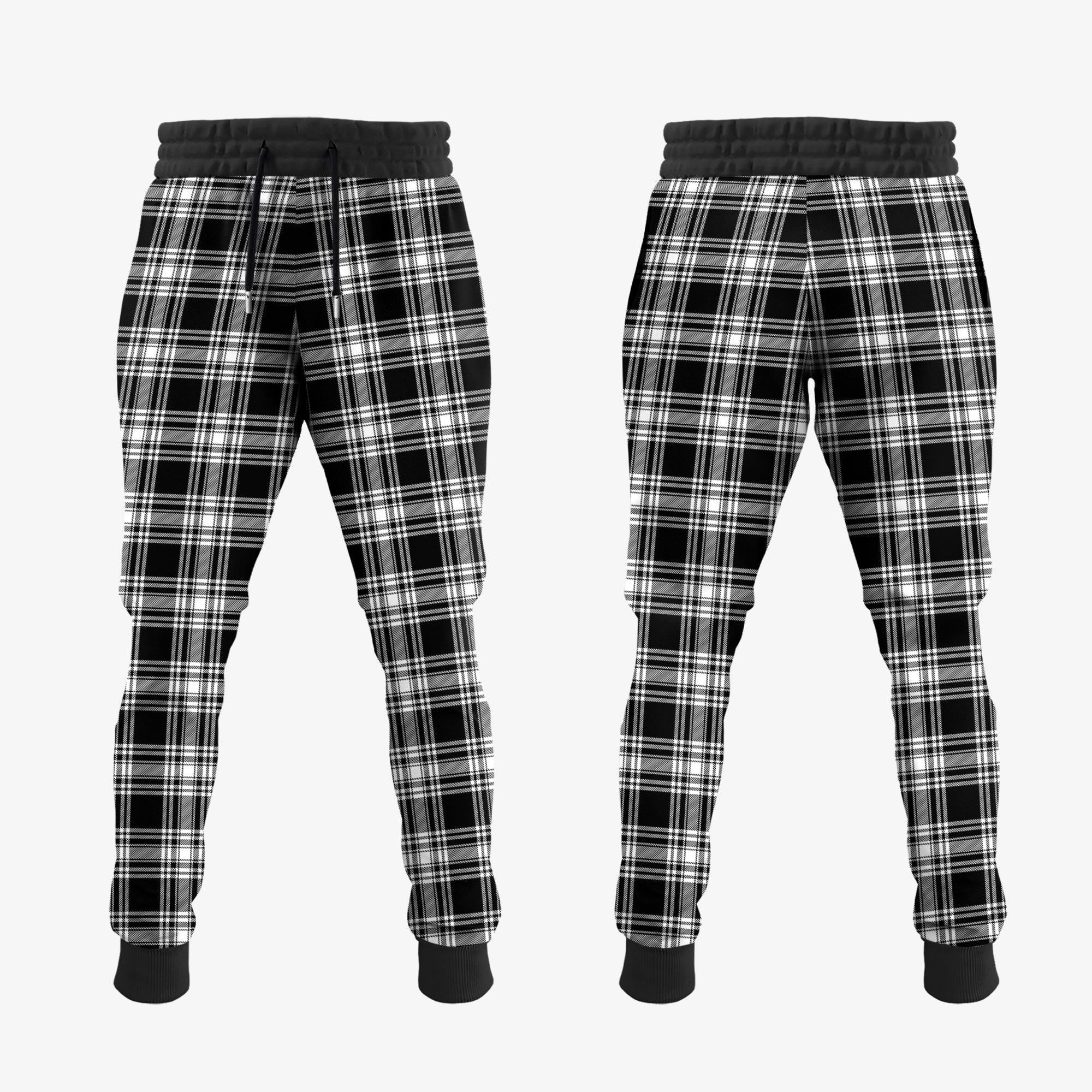 Clan Menzies Black And White Tartan Crest Jogger Sweatpants PR68 Clan Menzies Tartan Today   