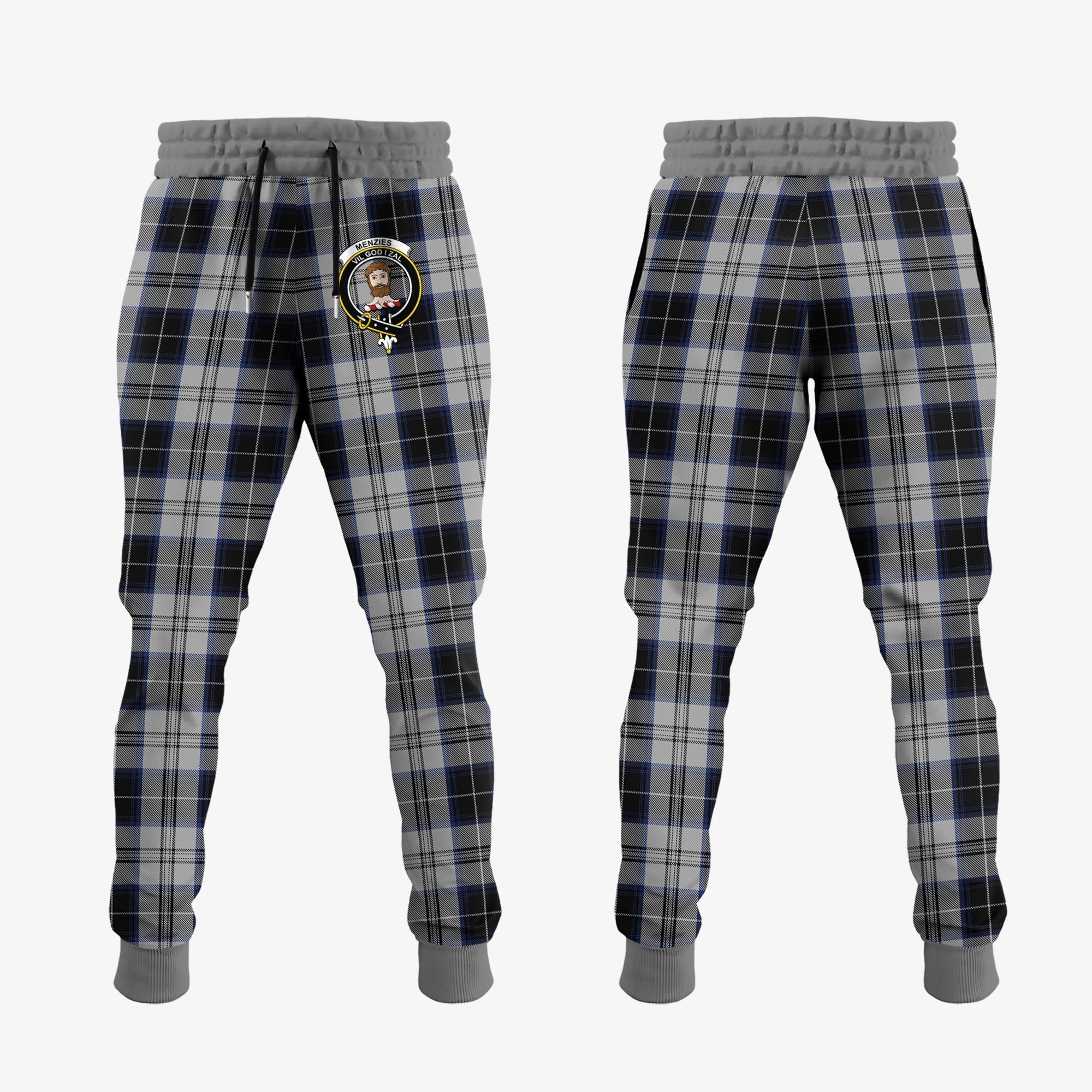 Clan Menzies Black Dress Tartan Crest Jogger Sweatpants OF75 Clan Menzies Tartan Today   