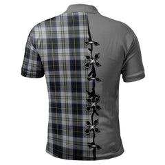 Clan Menzies Black Dress Tartan Polo Shirt - Lion Rampant And Celtic Thistle Style UB70 Menzies Black Dress Tartan Tartan Polo   
