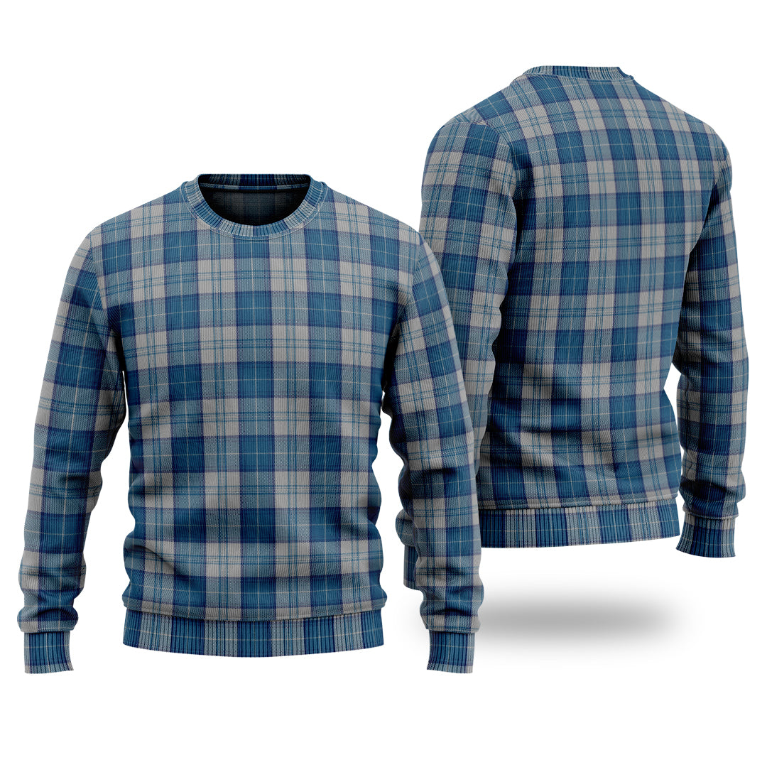 Clan Menzies Dress Blue And White Tartan Christmas Ugly Sweater GD85 Menzies Dress Blue And White Tartan Tartan Sweater   