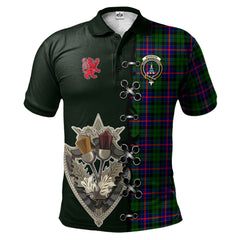 Clan Morrison Modern Tartan Polo Shirt - Lion Rampant And Celtic Thistle Style KJ93 Morrison Modern Tartan Tartan Polo   