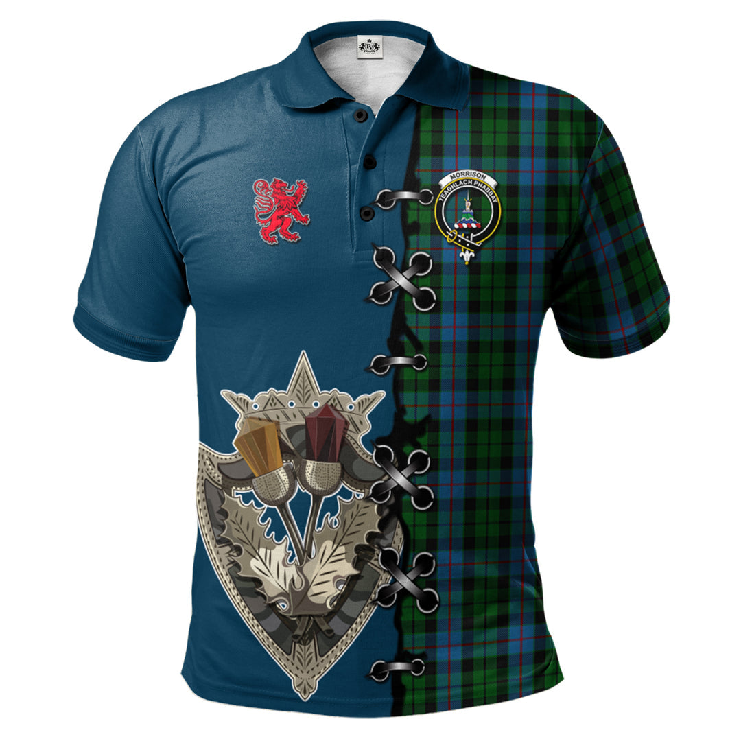 Clan Morrison Society Tartan Polo Shirt - Lion Rampant And Celtic Thistle Style RW83 Morrison Society Tartan Tartan Polo   