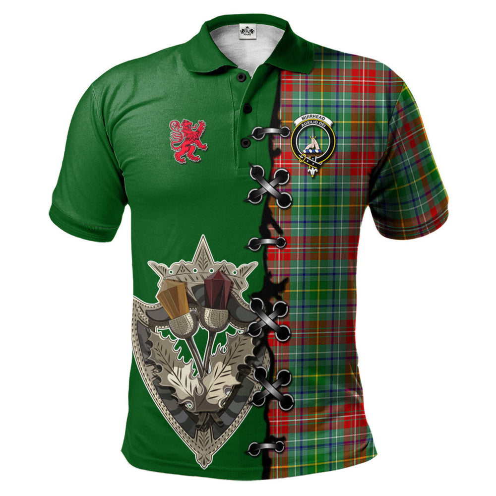 Clan Muirhead Tartan Polo Shirt - Lion Rampant And Celtic Thistle Style HJ95 Muirhead Tartan Tartan Polo   