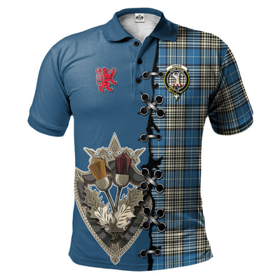 Clan Napier Ancient Tartan Polo Shirt - Lion Rampant And Celtic Thistle Style