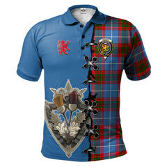 Clan Newton Tartan Polo Shirt - Lion Rampant And Celtic Thistle Style OD87 Newton Tartan Tartan Polo   