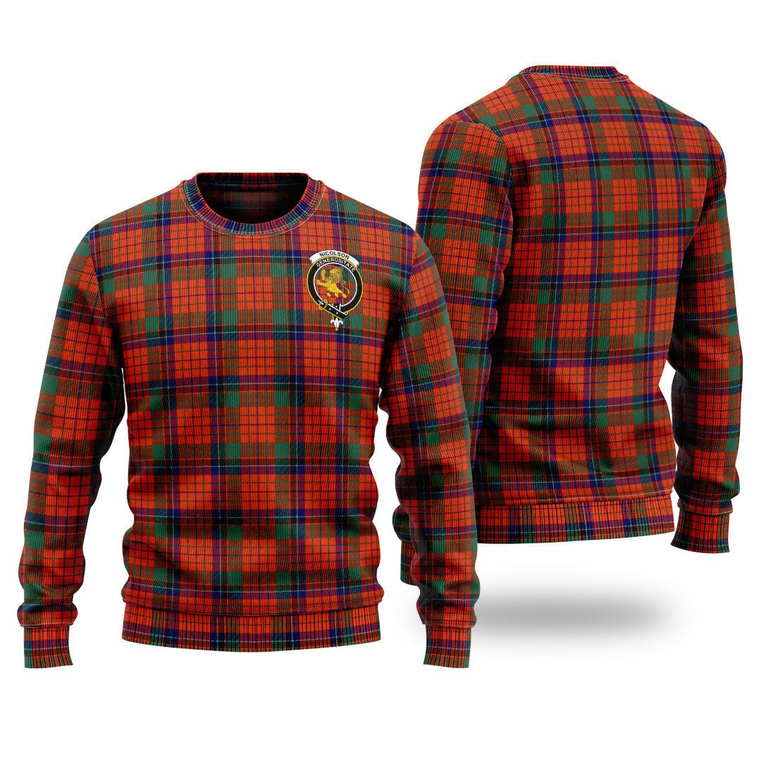 Clan Nicolson Ancient Tartan Christmas Ugly Sweater DK76 Nicolson Ancient Tartan Tartan Sweater   