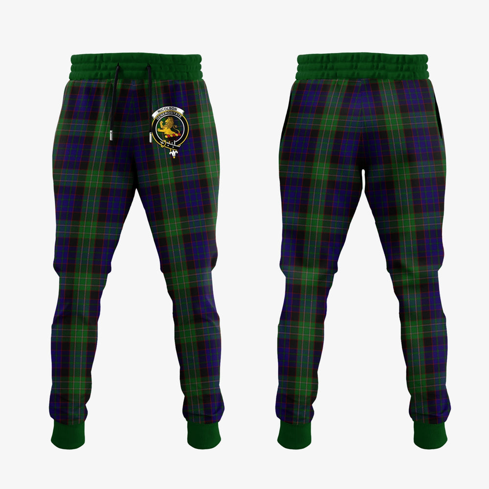 Clan Nicolson Green Hunting Tartan Crest Jogger Sweatpants RX70 Clan Nicolson Tartan Today   