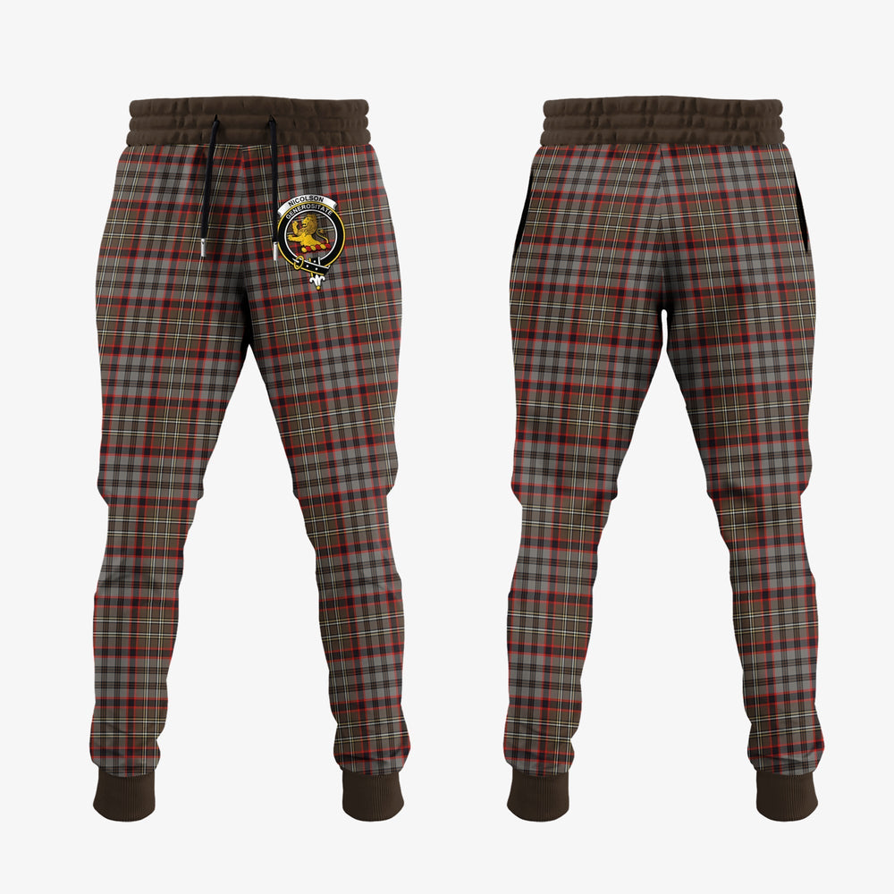 Clan Nicolson Hunting Weathered Tartan Crest Jogger Sweatpants ZY80 Clan Nicolson Tartan Today   