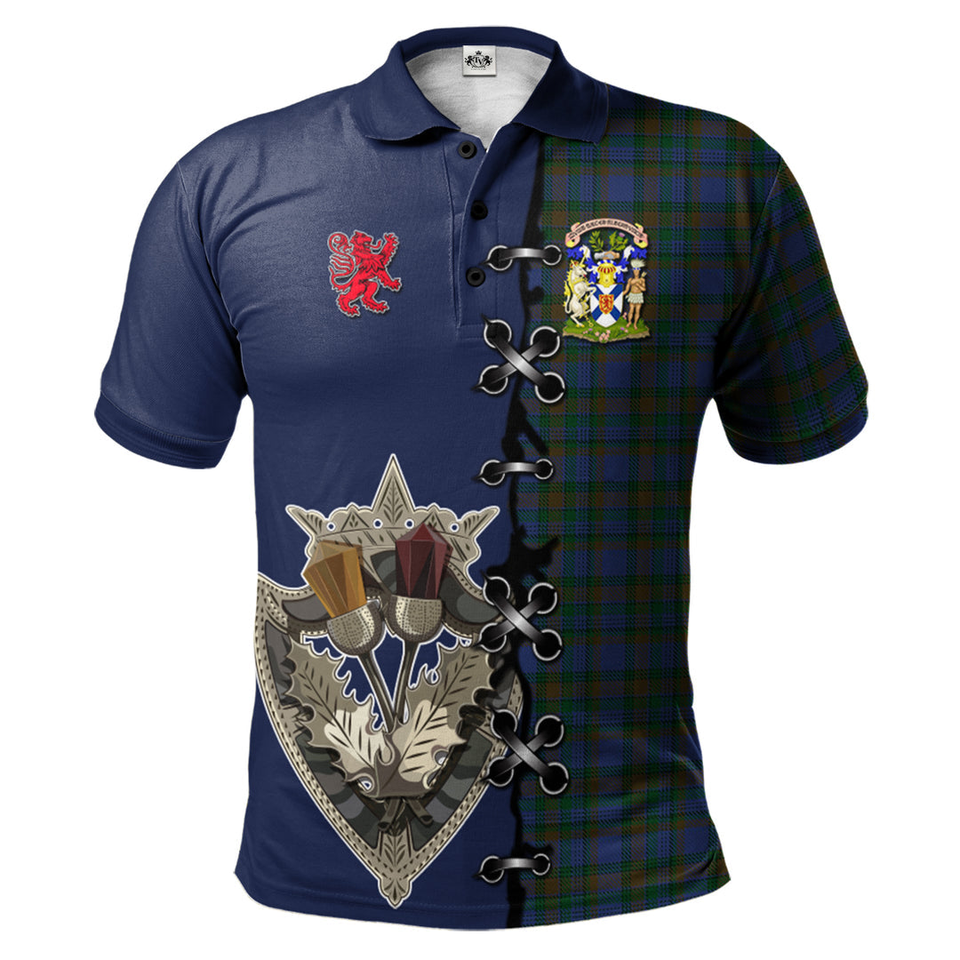 Clan Nova Scotia District Tartan Polo Shirt - Lion Rampant And Celtic Thistle Style FZ34 Nova Scotia District Tartan Tartan Polo   