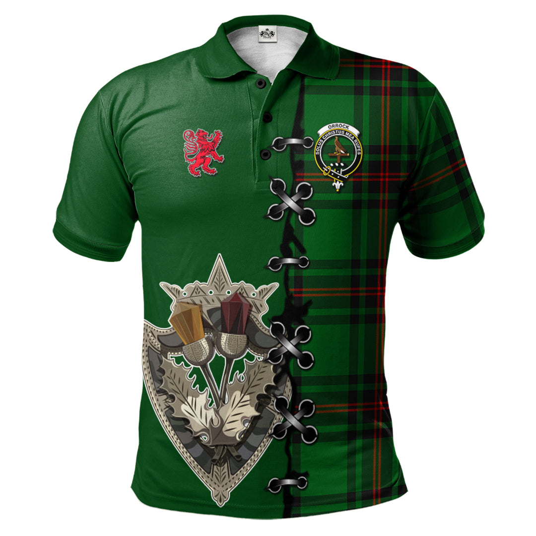 Clan Orrock Tartan Polo Shirt - Lion Rampant And Celtic Thistle Style XU57 Orrock Tartan Tartan Polo   