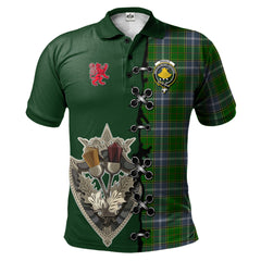 Clan Pringle Tartan Polo Shirt - Lion Rampant And Celtic Thistle Style LI45 Pringle Tartan Tartan Polo   