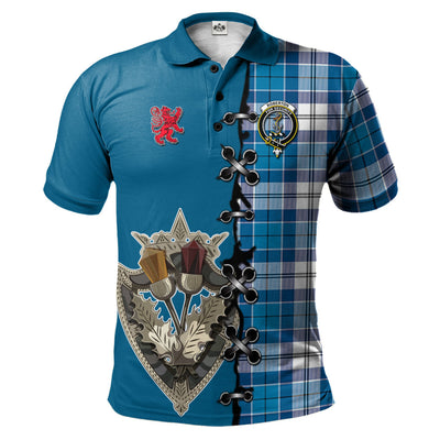 Clan Roberton Tartan Polo Shirt - Lion Rampant And Celtic Thistle Style