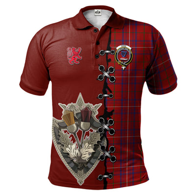 Clan Rose Tartan Polo Shirt - Lion Rampant And Celtic Thistle Style