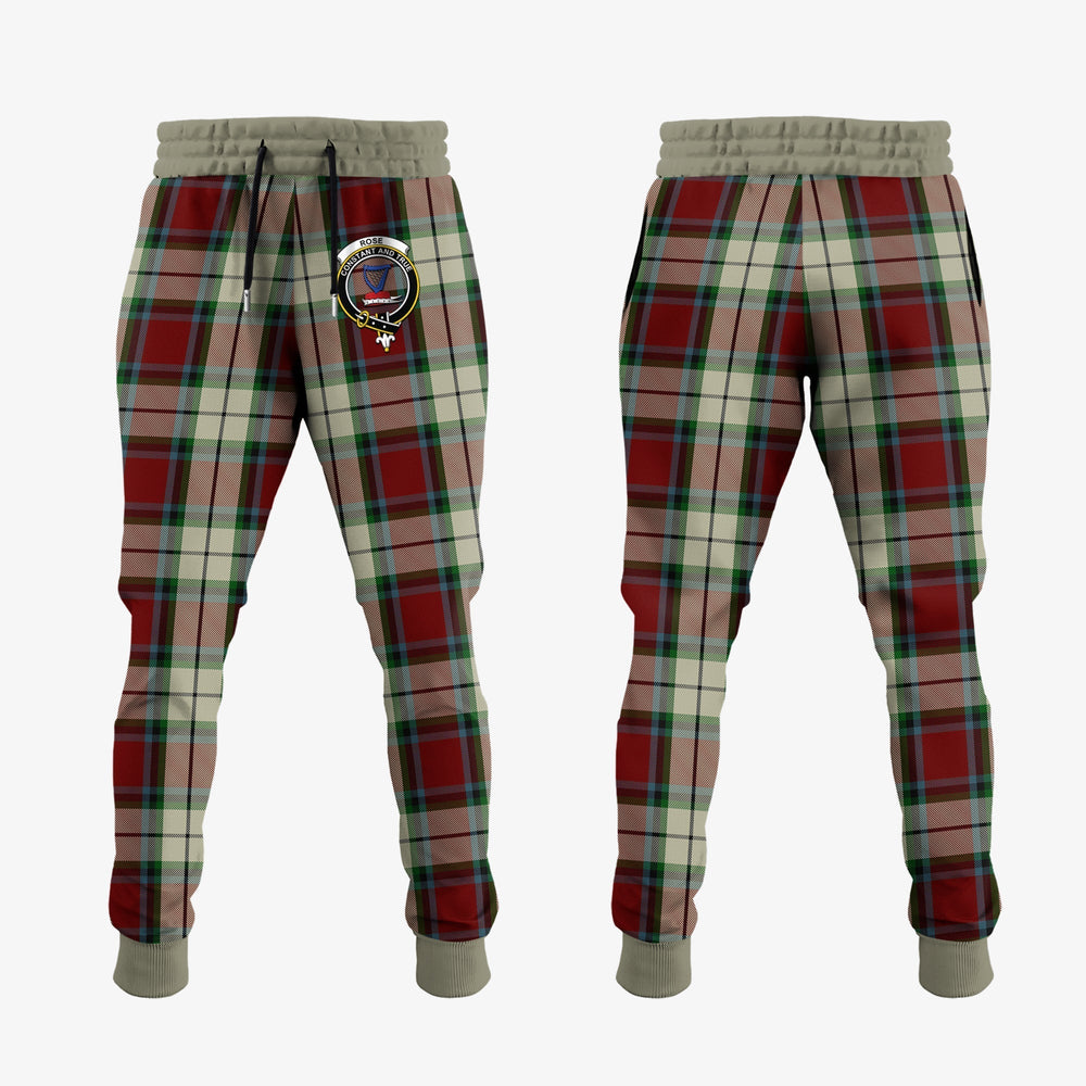 Clan Rose White Dress Tartan Crest Jogger Sweatpants QZ42 Clan Rose Tartan Today   