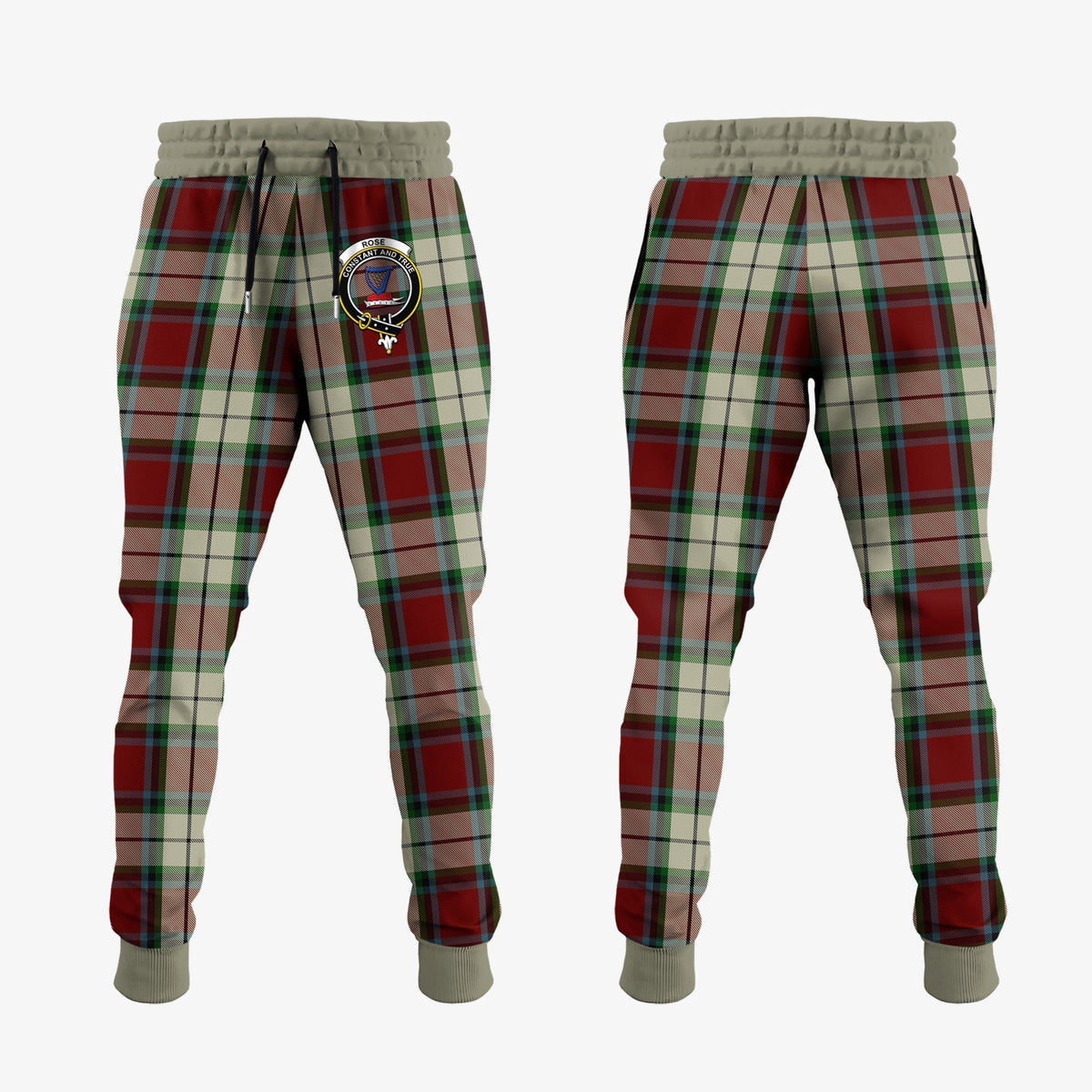 Clan Rose White Dress Tartan Crest Jogger Sweatpants QZ42 Clan Rose Tartan Today   