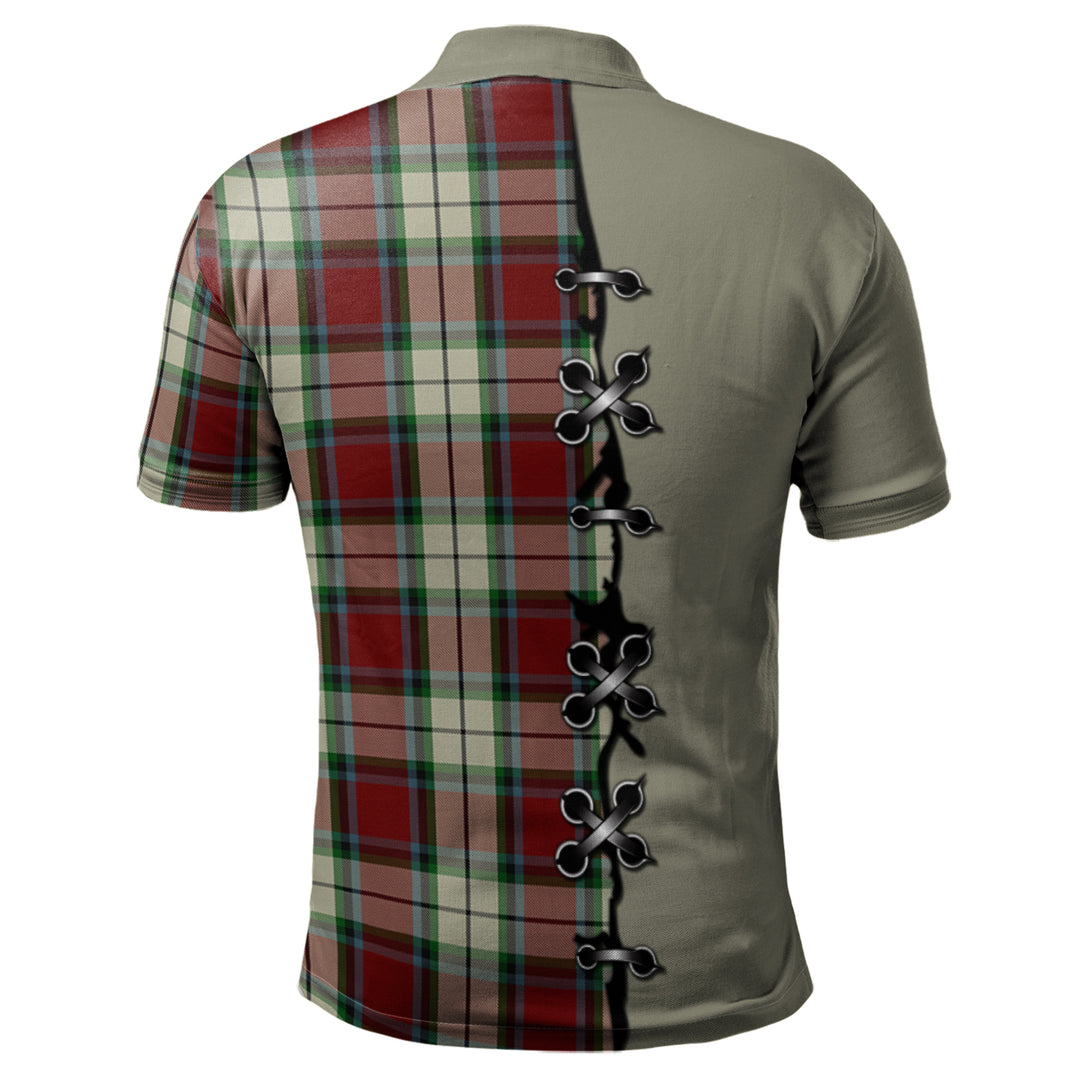 Clan Rose White Dress Tartan Polo Shirt - Lion Rampant And Celtic Thistle Style CA14 Rose White Dress Tartan Tartan Polo   