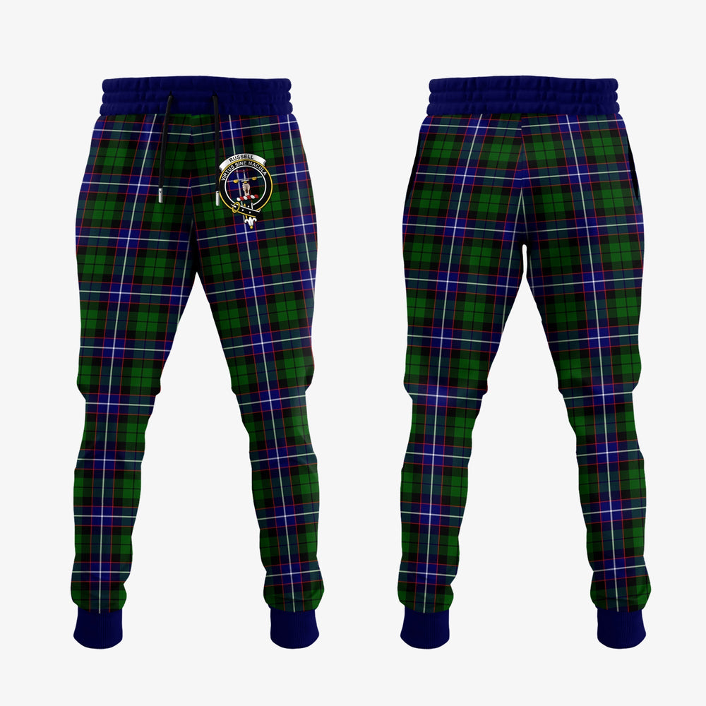 Clan Russell Modern Tartan Crest Jogger Sweatpants WG45 Clan Russell Tartan Today   