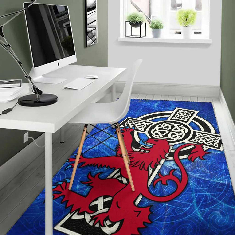Scotland Celtic Area Rug Celtic Cross and Rampant Skew