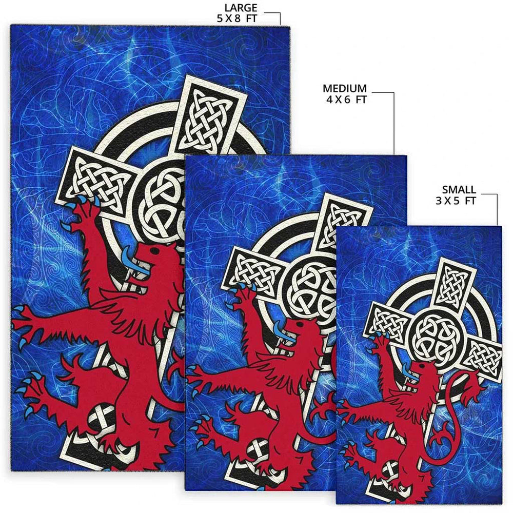 Scotland Celtic Area Rug Celtic Cross and Rampant Skew
