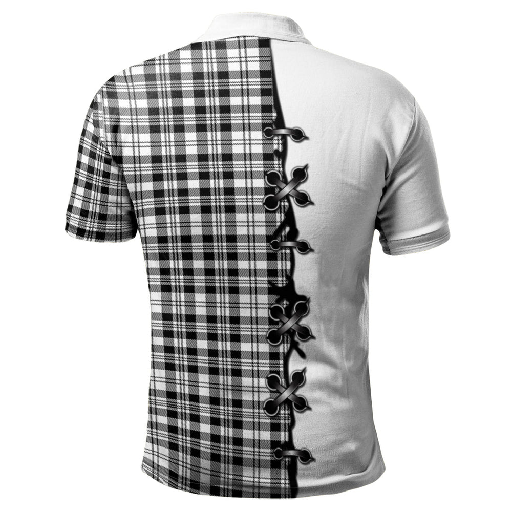 Clan Scott Black White Tartan Polo Shirt - Lion Rampant And Celtic Thistle Style NJ84 Scott Black White Tartan Tartan Polo   