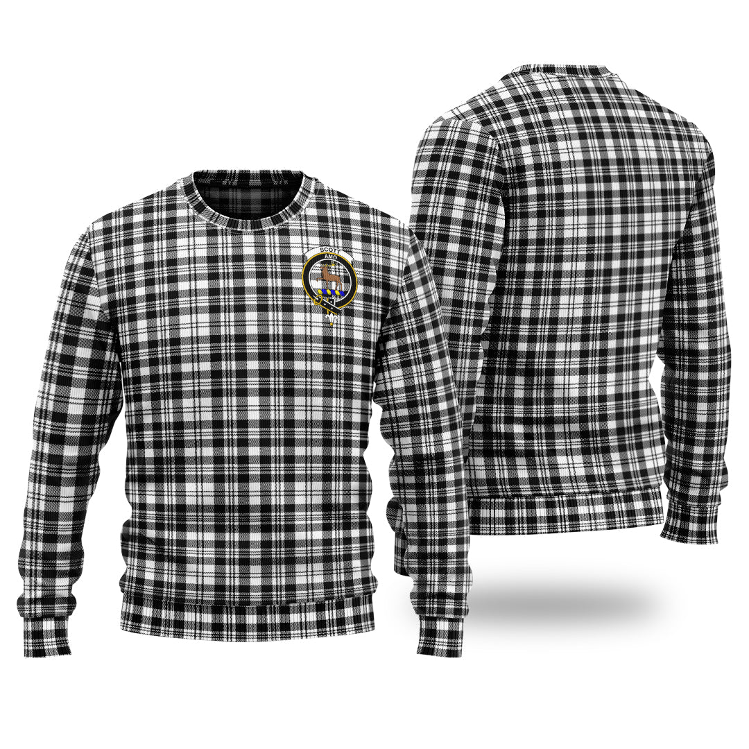 Clan Scott Black White Tartan Christmas Ugly Sweater JX78 Clan Scott (Scott Tartan) Tartan Sweater   