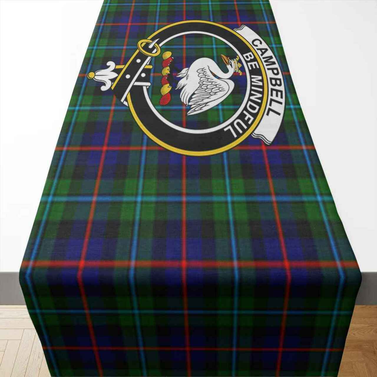 Clan Campbell Tartan Crest Table Runner Cotton EL67 Campbell Tartan Tartan Table Runner   