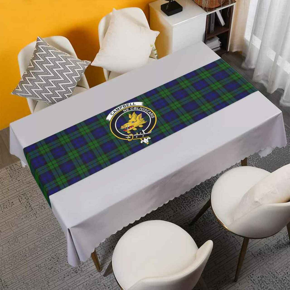 Clan Campbell of Breadalbane Tartan Crest Table Runner Cotton HR84 Campbell of Breadalbane Tartan Tartan Table Runner   