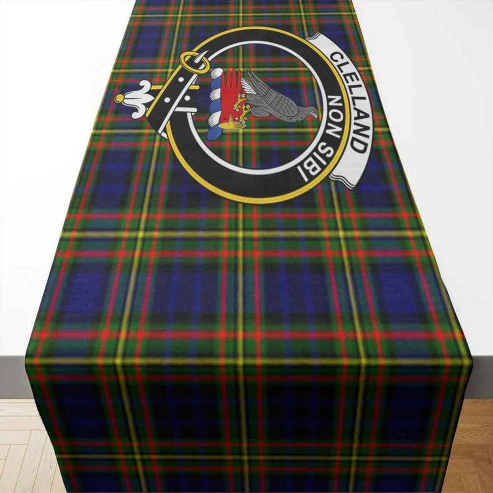 Clan Clelland Tartan Crest Table Runner Cotton HY46 Clelland Tartan Tartan Table Runner   