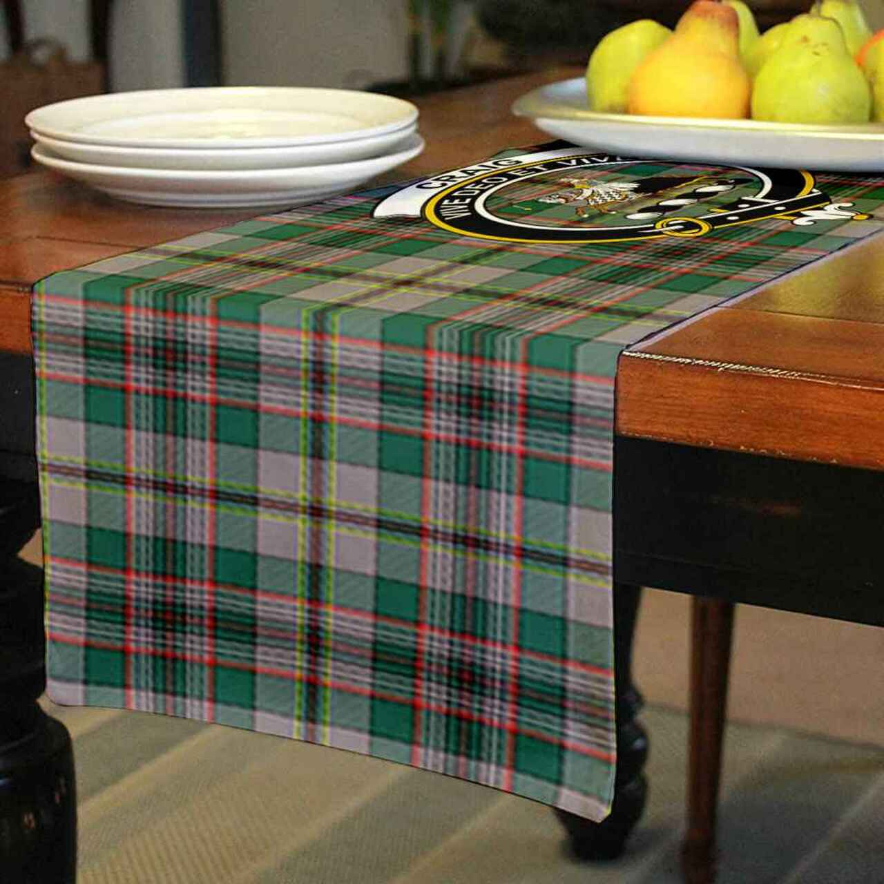 Clan Craig Tartan Crest Table Runner Cotton KZ13 Craig Tartan Tartan Table Runner   
