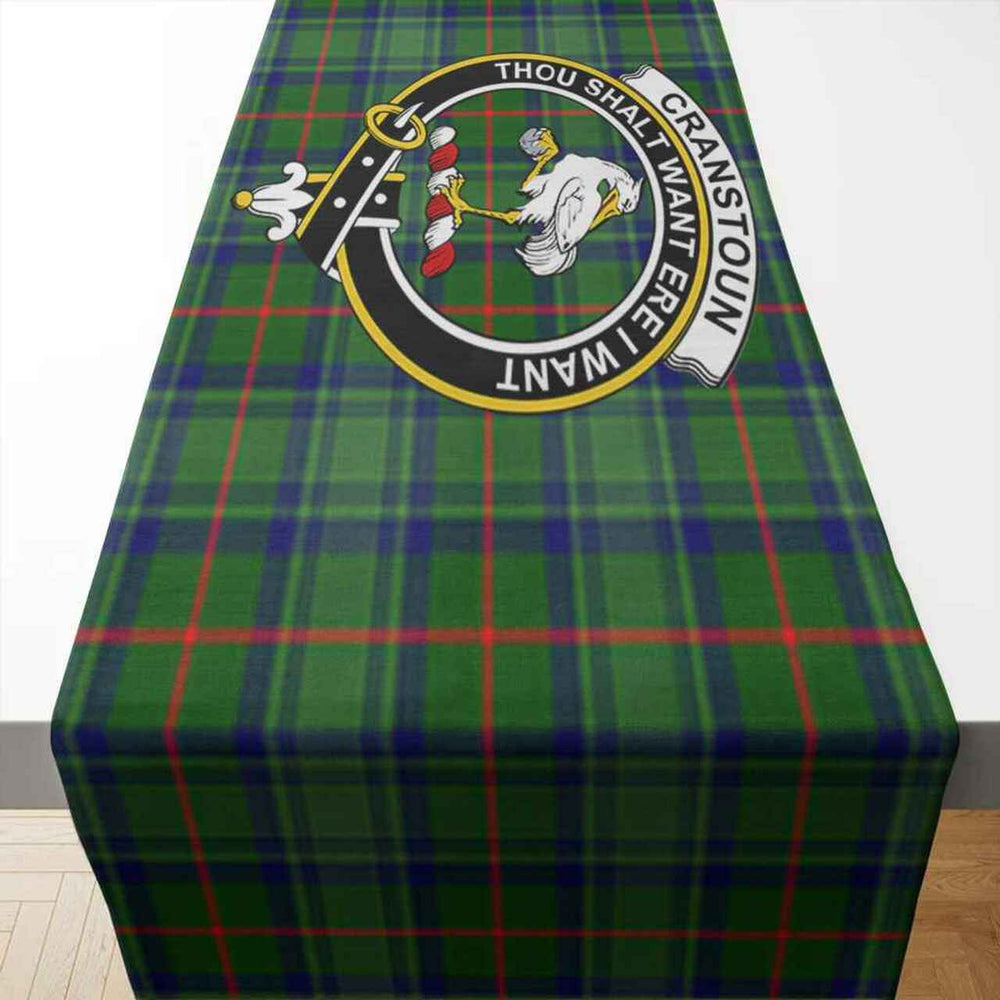Clan Cranstoun Tartan Crest Table Runner Cotton NH44 Cranstoun Tartan Tartan Table Runner   