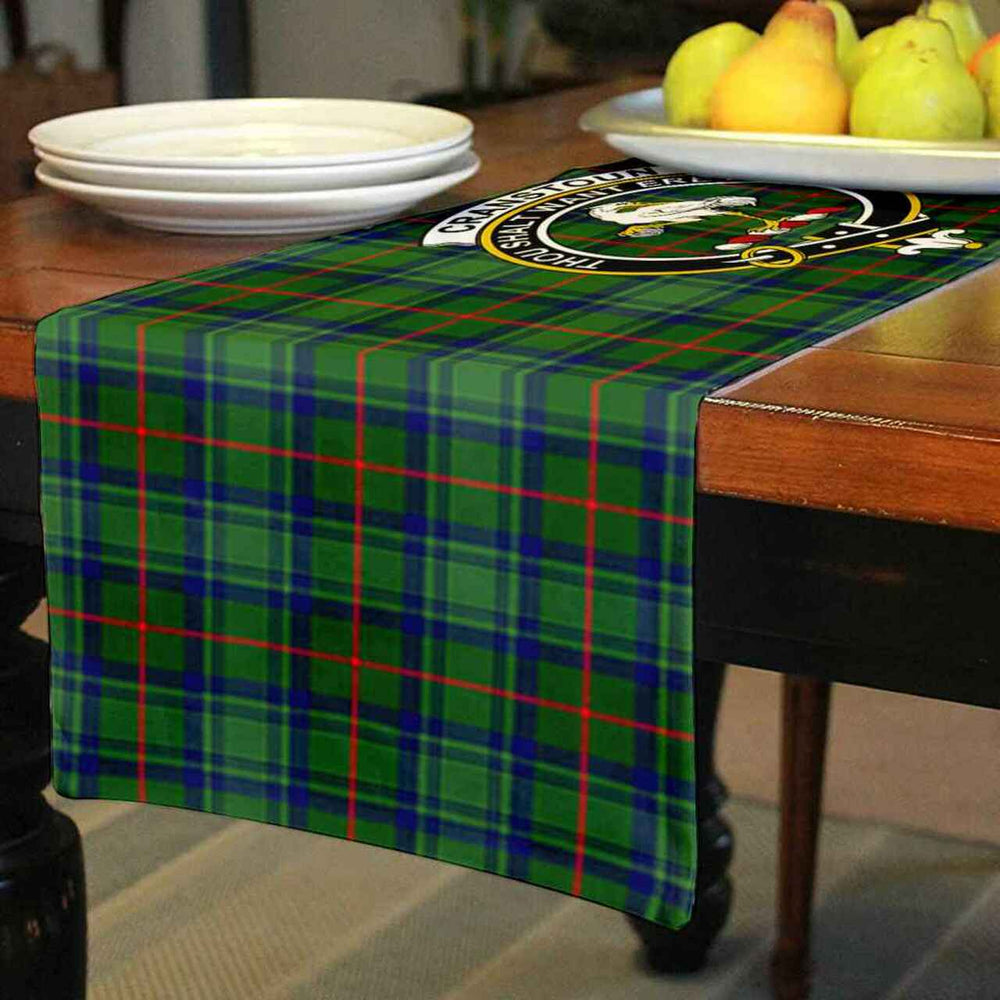 Clan Cranstoun Tartan Crest Table Runner Cotton NH44 Cranstoun Tartan Tartan Table Runner   