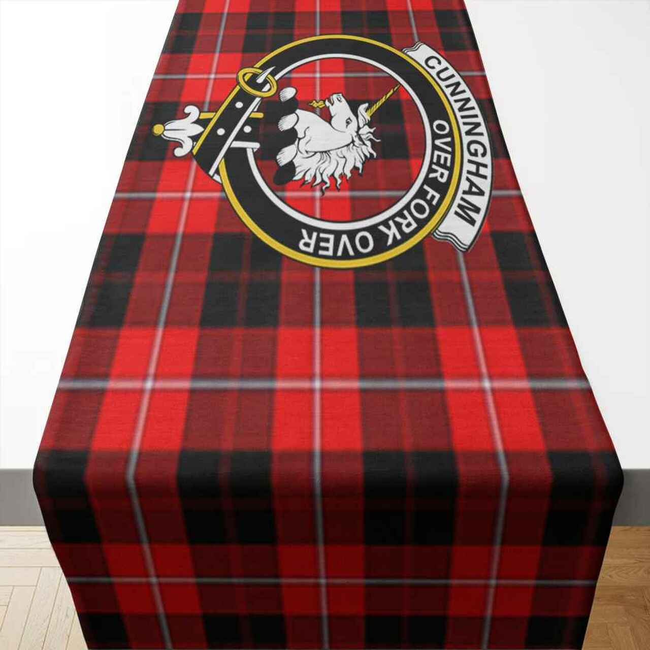 Clan Cunningham Tartan Crest Table Runner Cotton JV24 Cunningham Tartan Tartan Table Runner   