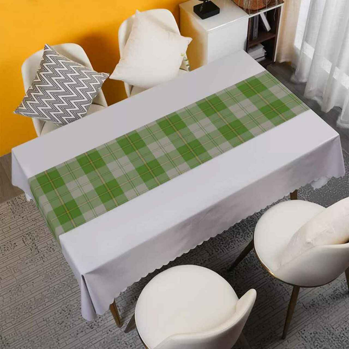 Clan Cunningham Dress Green Dancers Tartan Table Runner Cotton CE98 Cunningham Dress Green Dancers Tartan Tartan Table Runner   