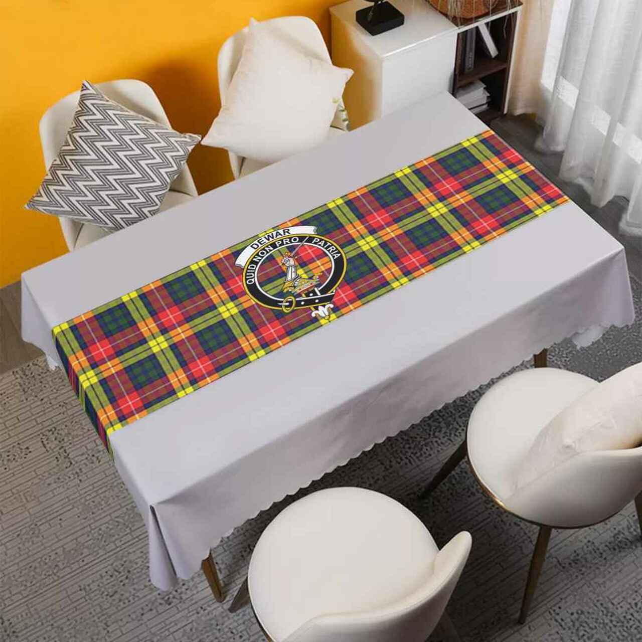Clan Dewar Tartan Crest Table Runner Cotton VM31 Dewar Tartan Tartan Table Runner   