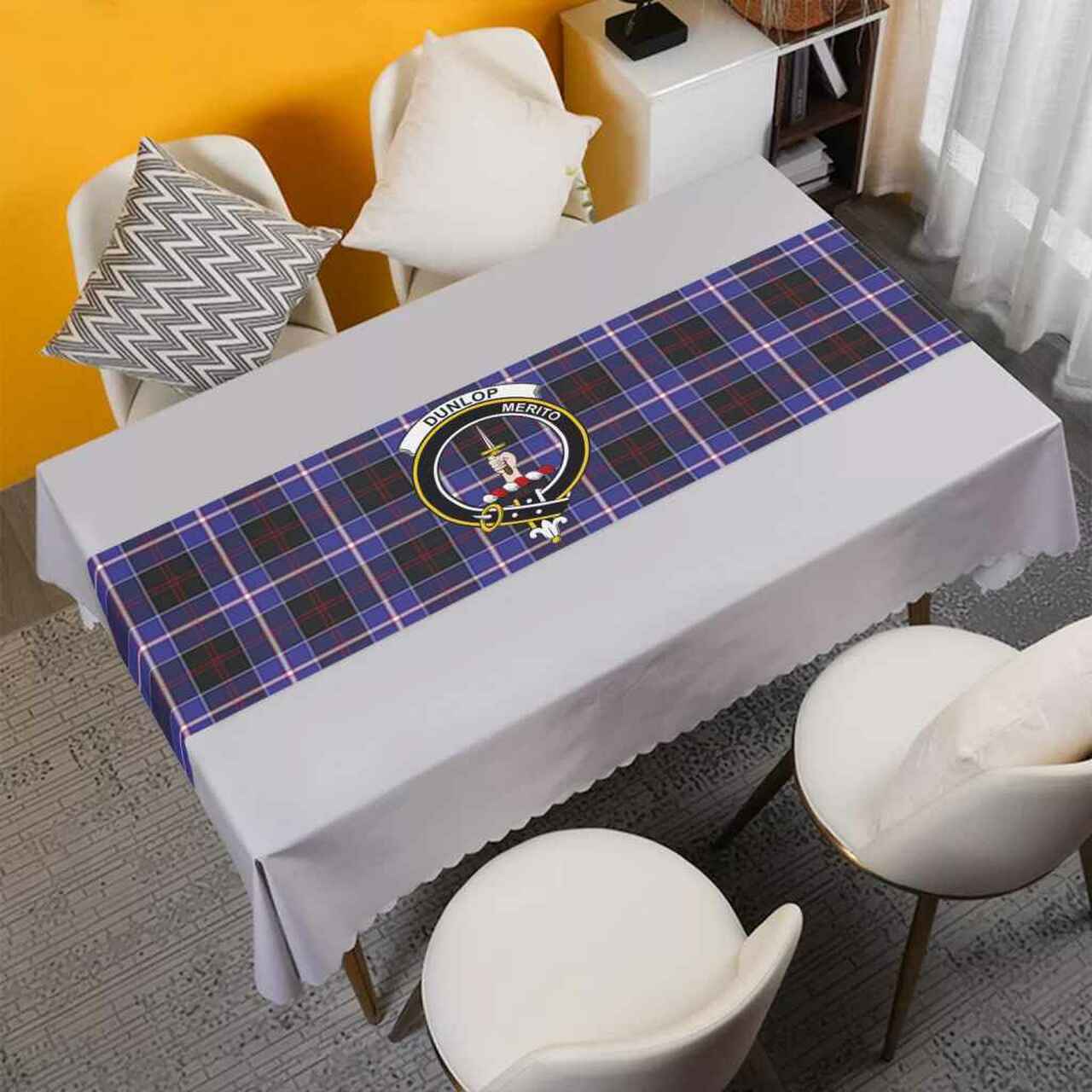 Clan Dunlop Tartan Crest Table Runner Cotton XM25 Dunlop Tartan Tartan Table Runner   