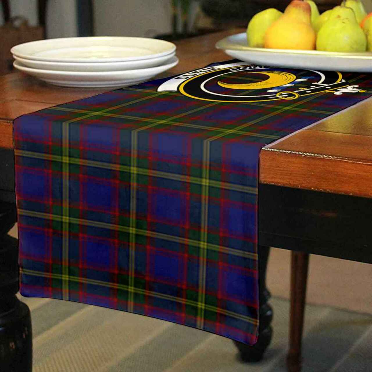 Clan Durie Tartan Crest Table Runner Cotton KL55 Durie Tartan Tartan Table Runner   