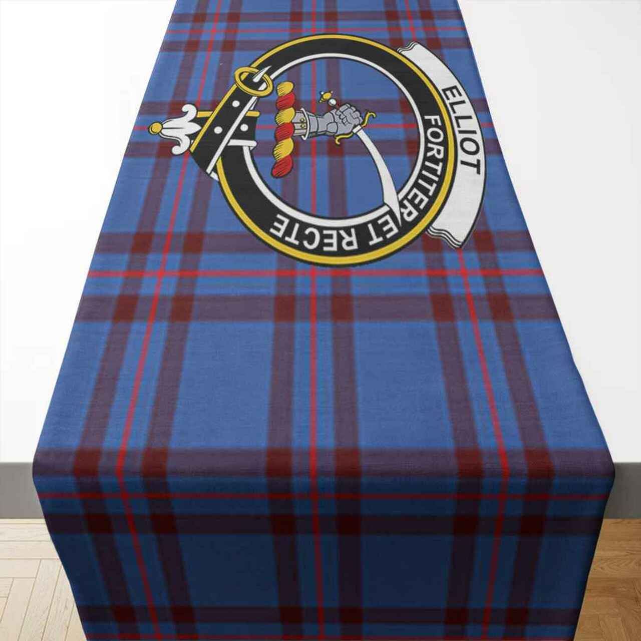 Clan Elliot Tartan Crest Table Runner Cotton BT50 Elliot Tartan Tartan Table Runner   